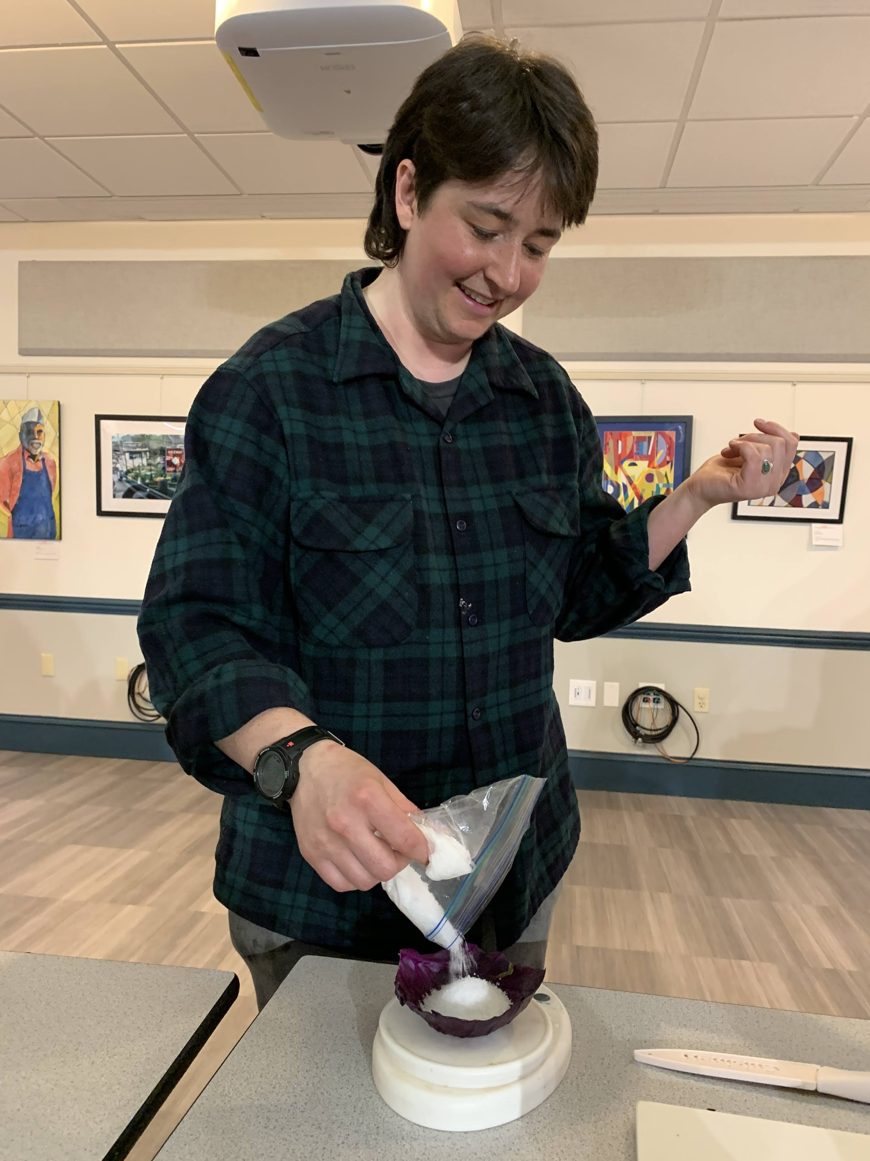 Nice lil cabbage salt bowl at a fermentation class at the Natick library
